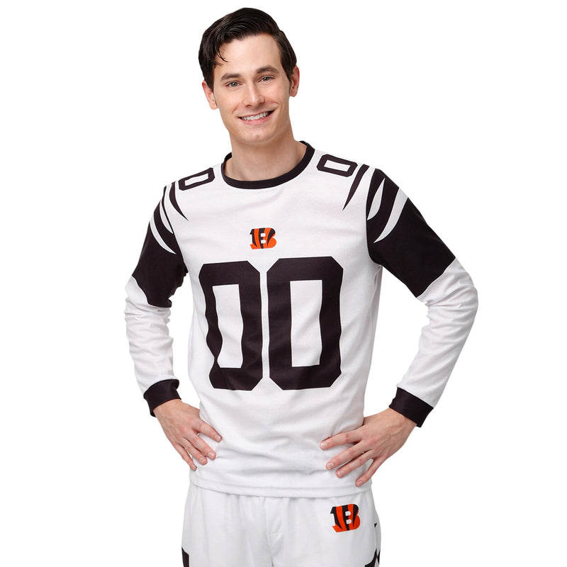 Cincinnati Bengals White Stripe Pajama Shirt, Mens Size: M