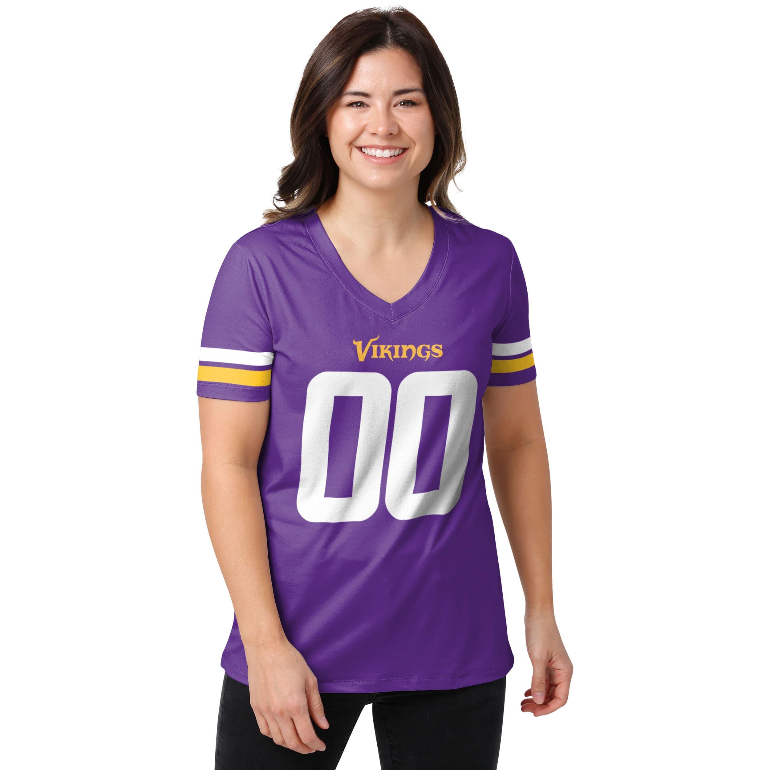 Minnesota Vikings NFL Team Apparel Women's Short Sleeve V Neck Shirt Size  Medium