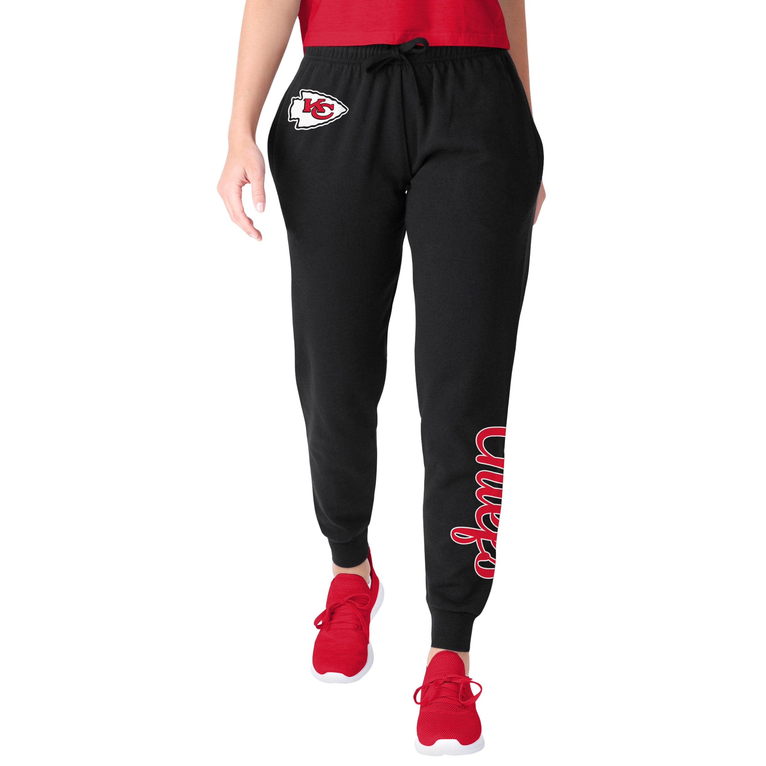 FOCO Kansas City Chiefs NFL Womens Script Wordmark Black Joggers