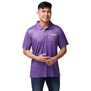 LSU Tigers NCAA Mens Striped Polyester Polo