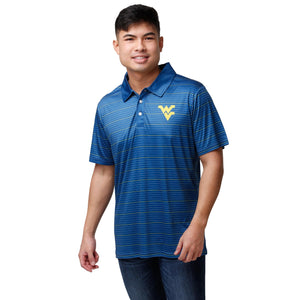 West Virginia Mountaineers NCAA Mens Striped Polyester Polo