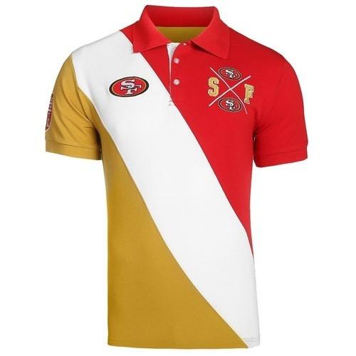 Klew San Francisco 49ers Scarlet/Gold Diagonal Stripe Rugby Polo Size: Medium