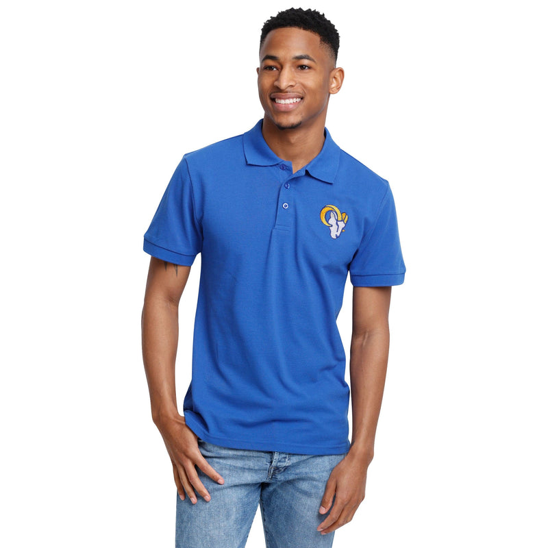 FOCO Los Angeles Rams Striped Polyester Polo, Mens Size: S