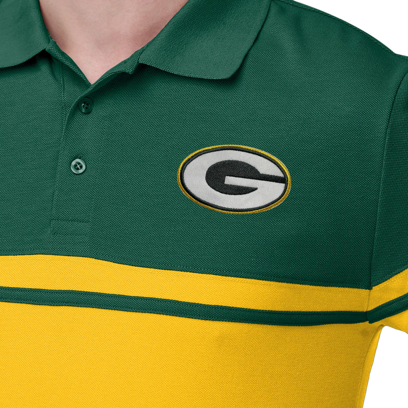 NFL Team Apparel Cotton Stripe Polo Team Color Green Bay Packers