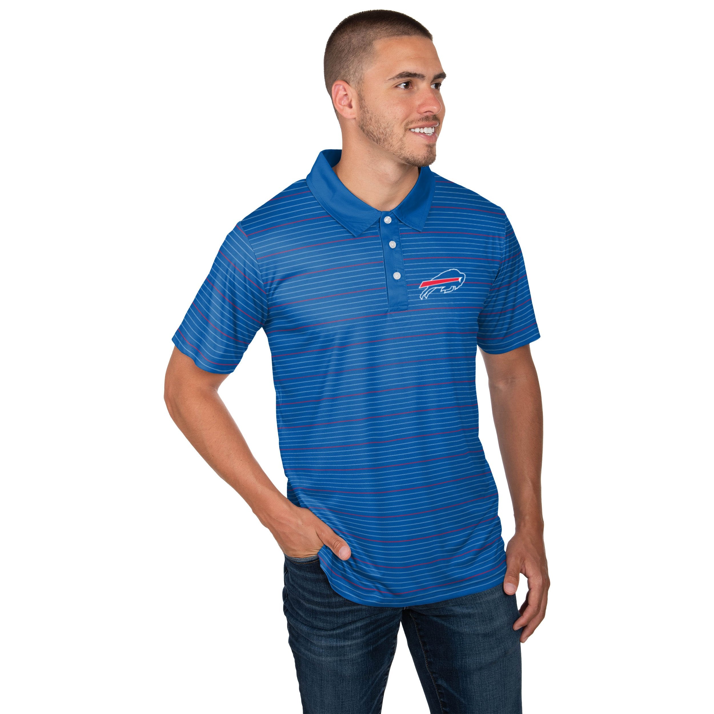 FOCO New York Giants NFL Mens Striped Polyester Polo