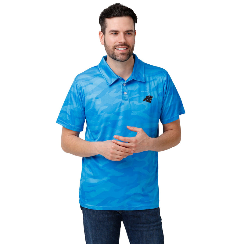 FOCO Carolina Panthers NFL Mens Striped Polyester Polo