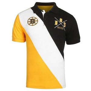Boston Bruins Diagonal Stripe Cotton Rugby Polo