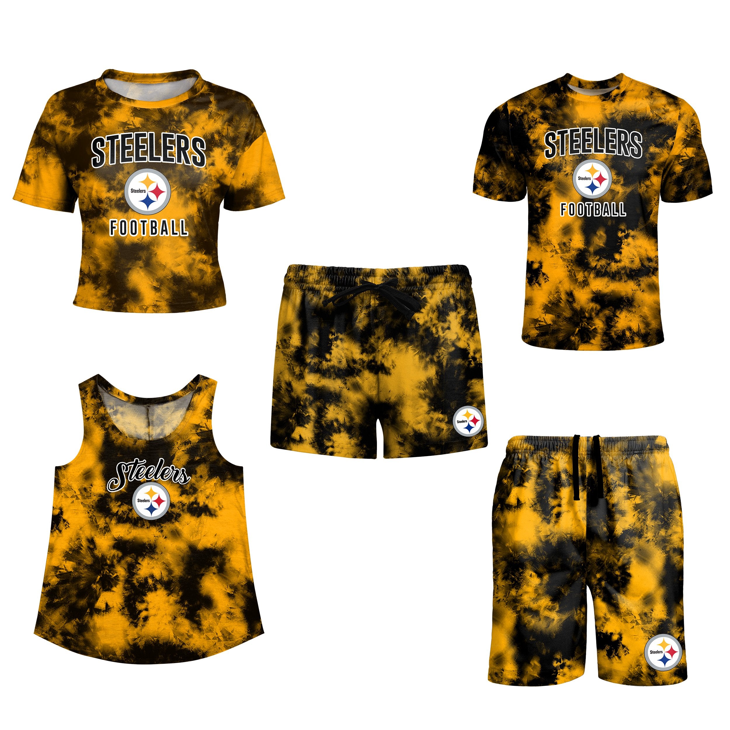 NFL Pittsburgh Steelers Gradient Tie Dye T-Shirt (M-L)