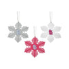 St. Louis Cardinals MLB 3 Pack Metal Glitter Snowflake Ornament