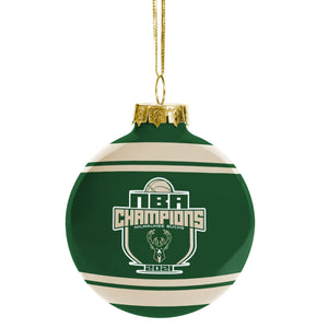 Milwaukee Bucks 2021 NBA Champions Glass Ball Ornament