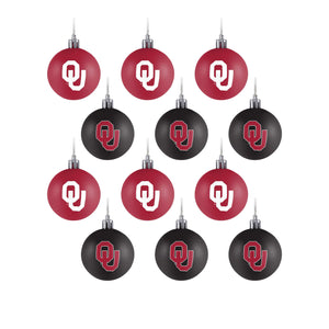 Oklahoma Sooners NCAA 12 Pack Ball Ornament Set