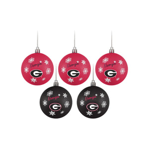 Georgia Bulldogs NCAA 5 Pack Shatterproof Ball Ornament Set