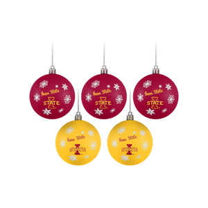 Iowa State Cyclones NCAA 5 Pack Shatterproof Ball Ornament Set