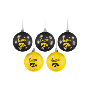 Iowa Hawkeyes NCAA 5 Pack Shatterproof Ball Ornament Set