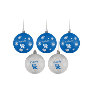 Kentucky Wildcats NCAA 5 Pack Shatterproof Ball Ornament Set