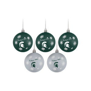 Michigan State Spartans NCAA 5 Pack Shatterproof Ball Ornament Set