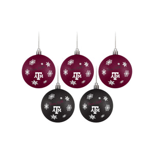 Texas A&M Aggies NCAA 5 Pack Shatterproof Ball Ornament Set