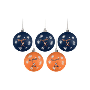 Virginia Cavaliers NCAA 5 Pack Shatterproof Ball Ornament Set