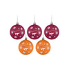 Virginia Tech Hokies NCAA 5 Pack Shatterproof Ball Ornament Set