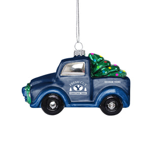 BYU Cougars NCAA Blown Glass Truck Ornament