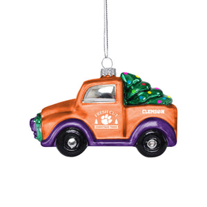 Clemson Tigers NCAA Blown Glass Truck Ornament