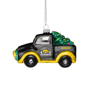 Iowa Hawkeyes NCAA Blown Glass Truck Ornament