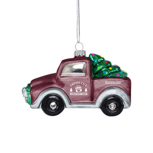 Montana Grizzlies NCAA Blown Glass Truck Ornament
