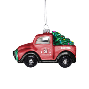 NC State Wolfpack NCAA Blown Glass Truck Ornament