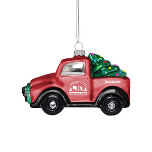 Nebraska Cornhuskers NCAA Blown Glass Truck Ornament