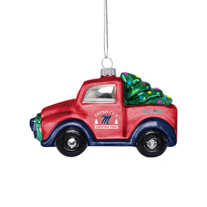 Ole Miss Rebels NCAA Blown Glass Truck Ornament