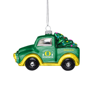 Oregon Ducks NCAA Blown Glass Truck Ornament