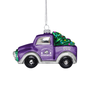 TCU Horned Frogs NCAA Blown Glass Truck Ornament