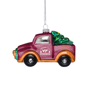 Virginia Tech Hokies NCAA Blown Glass Truck Ornament