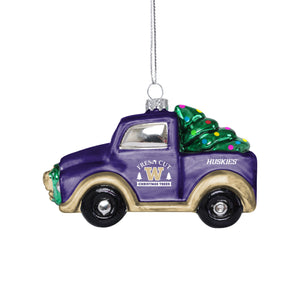 Washington Huskies NCAA Blown Glass Truck Ornament
