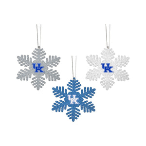 Kentucky Wildcats NCAA 3 Pack Metal Glitter Snowflake Ornament