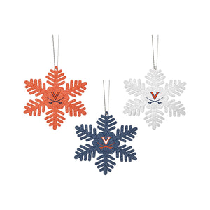 Virginia Cavaliers NCAA 3 Pack Metal Glitter Snowflake Ornament