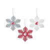 Washington State Cougars NCAA 3 Pack Metal Glitter Snowflake Ornament