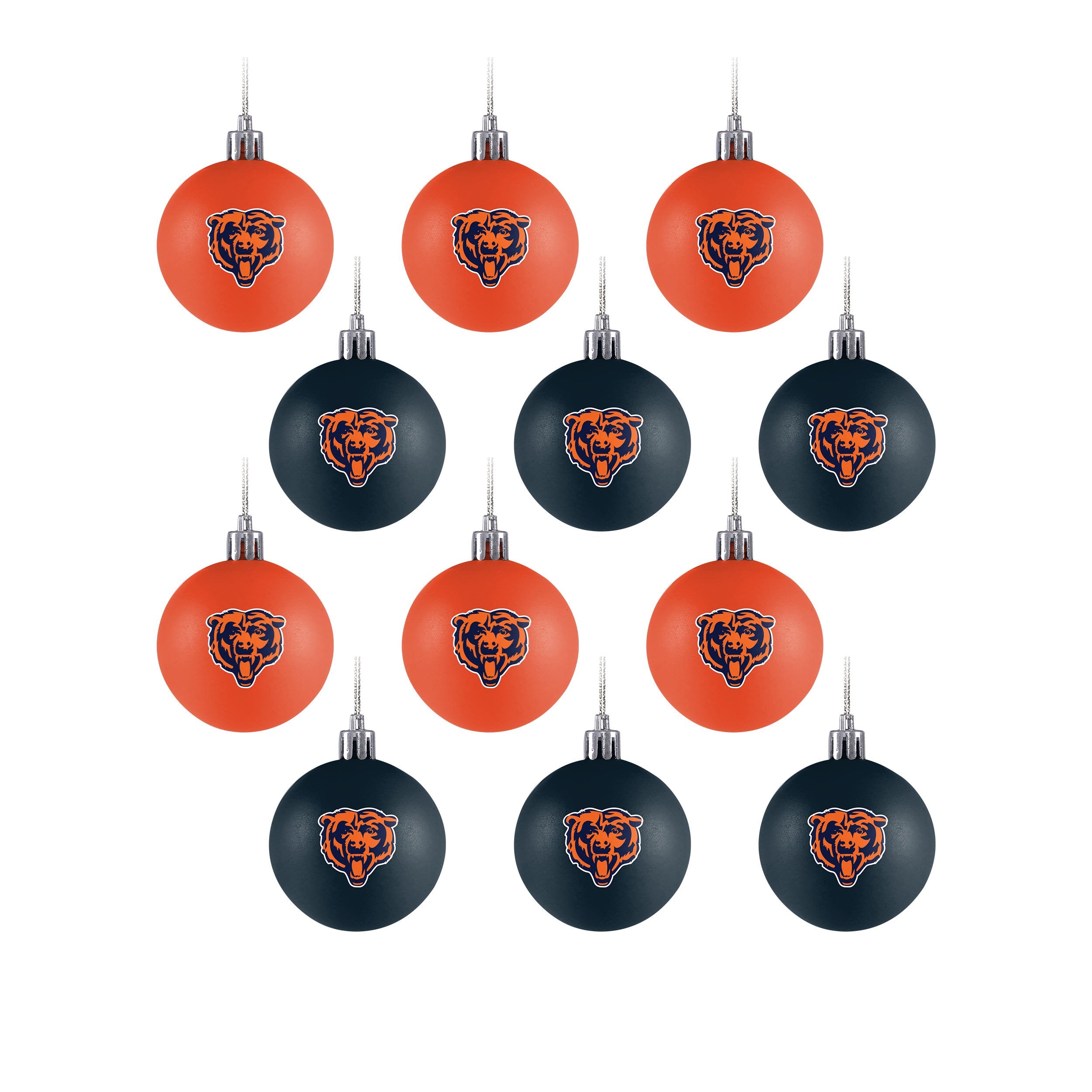 Chicago Bears NFL 12 Pack Plastic Ball Ornament Set