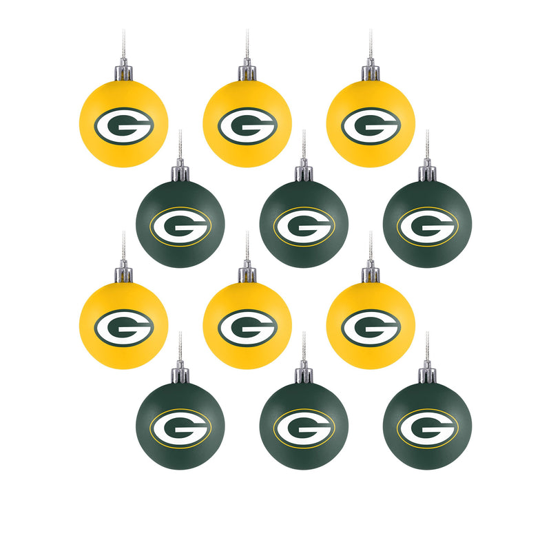 Green Bay Packers Holiday Ball Ornaments 12-Pack