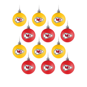 Kansas City Chiefs NFL 12 Pack Ball Ornament Set