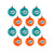 Miami Dolphins NFL 12 Pack Ball Ornament Set