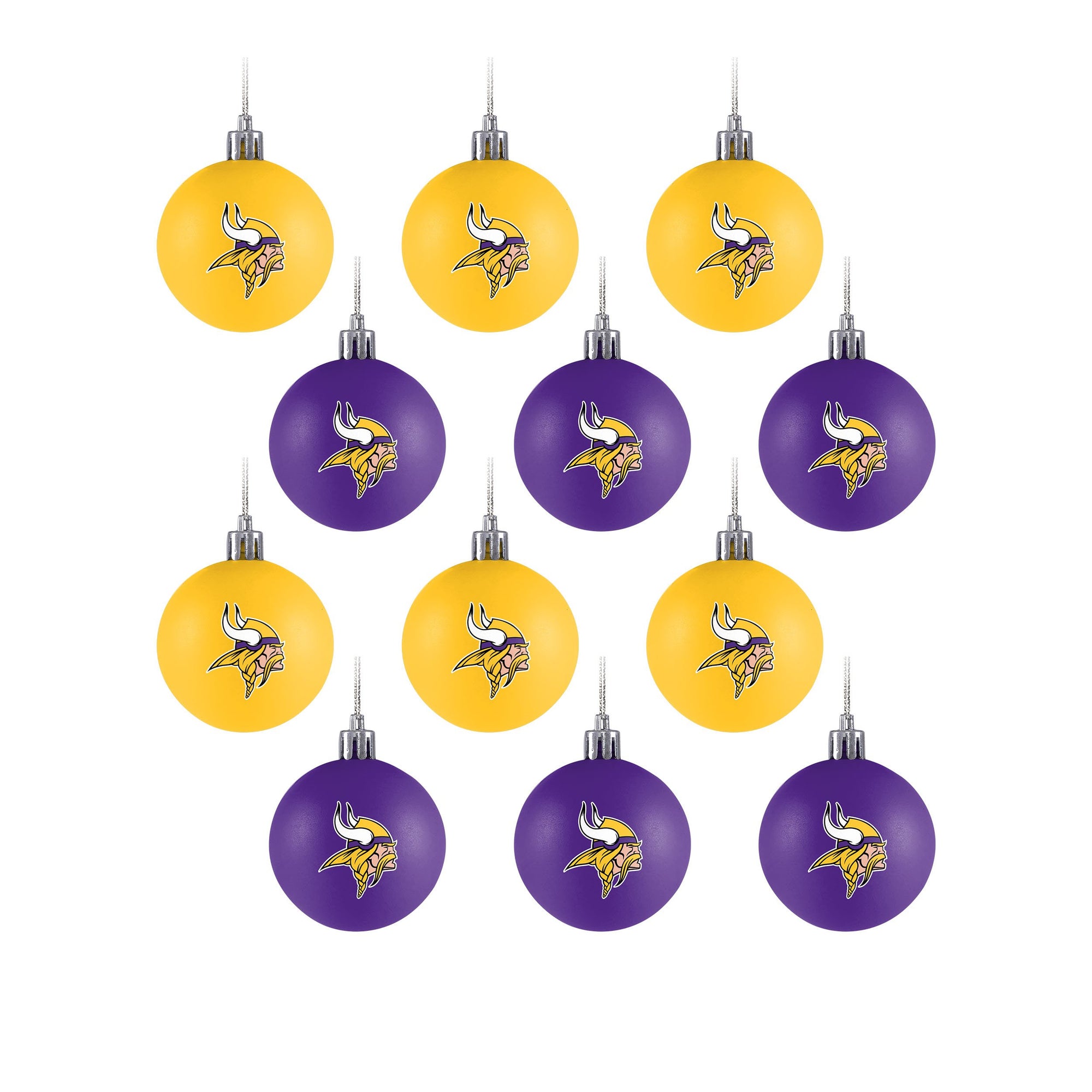 Minnesota Vikings NFL 12 Pack Ball Ornament Set