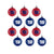 New York Giants NFL 12 Pack Ball Ornament Set