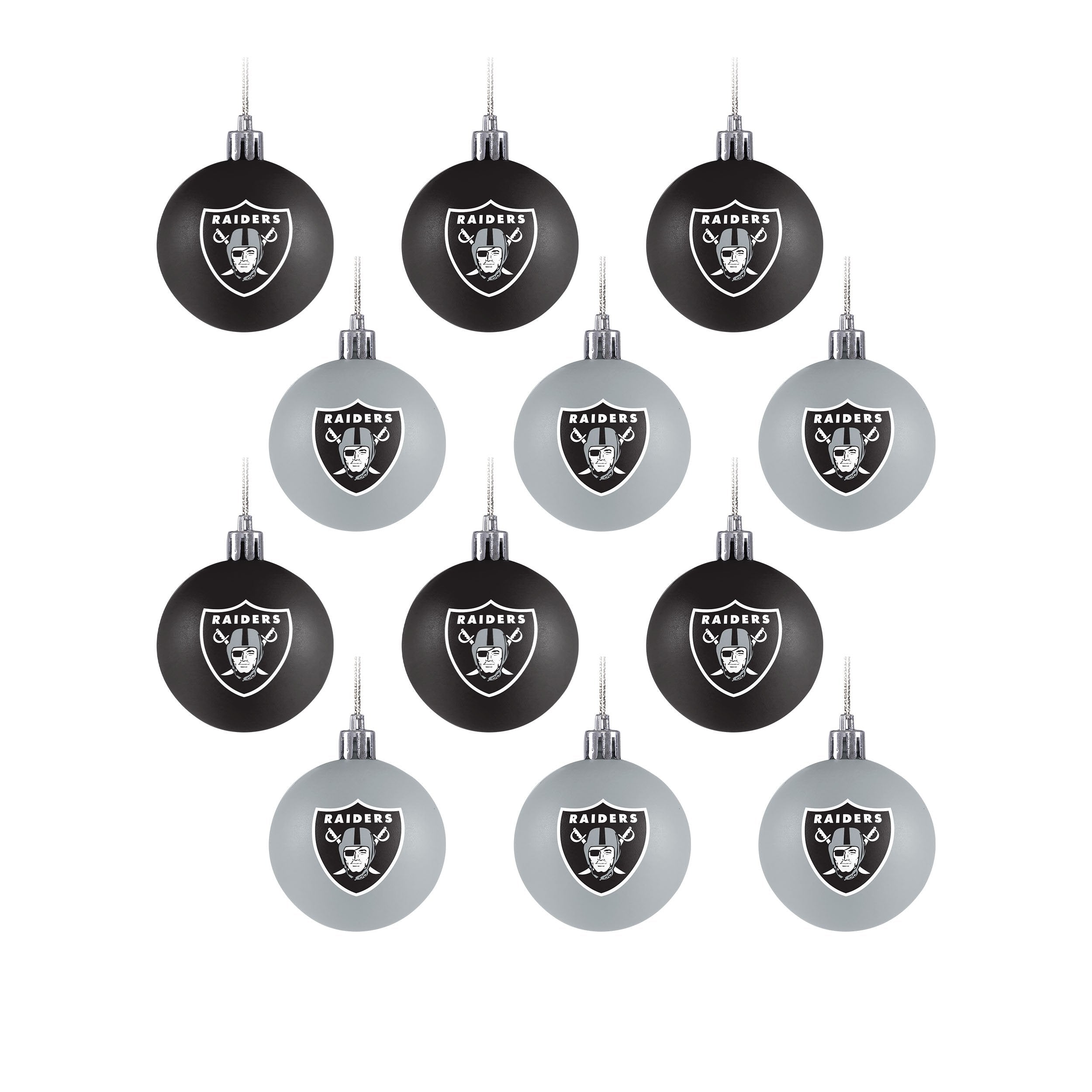 Las Vegas Raiders NFL 5 Pack Shatterproof Ball Ornament Set