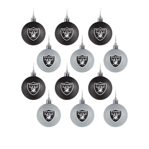 Las Vegas Raiders NFL 12 Pack Ball Ornament Set