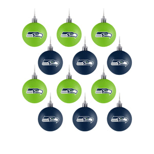 Seattle Seahawks NFL 12 Pack Ball Ornament Set