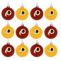 Washington Redskins NFL 12 Pack Plastic Ball Ornament Set
