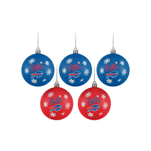 Buffalo Bills NFL 5 Pack Shatterproof Ball Ornament Set