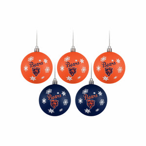Chicago Bears NFL 5 Pack Shatterproof Ball Ornament Set