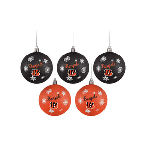 Cincinnati Bengals NFL 5 Pack Shatterproof Ball Ornament Set